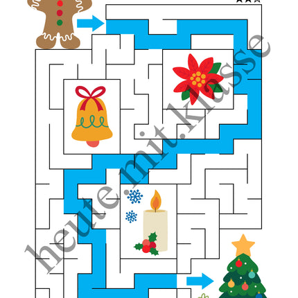 Labyrinth: Weihnachten & Advent (Rätsel für 1. & 2. Klasse)