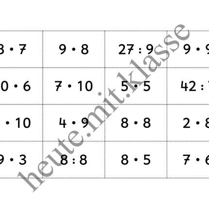 Bingo-Spiel: Das kleine 1x1 üben (Multiplikation & Division)