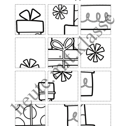 3x Puzzles & Ausmalbilder: Im Weihnachten (Schneideübung)