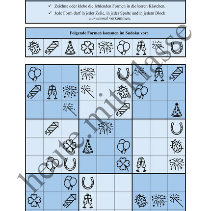 Sudoku 9x9: Neujahr & Silvester - Logisches Denken fördern!