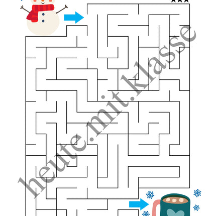Labyrinth: Im Winter (Rätsel für 1. & 2. Klasse)
