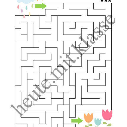 Labyrinth: Im Frühling (Rätsel für 1. & 2. Klasse)
