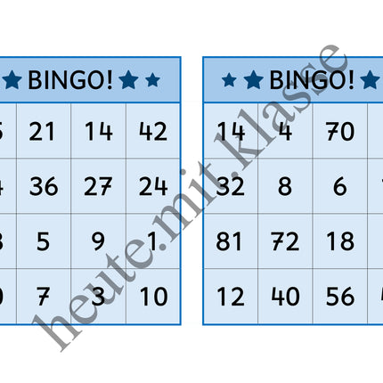 Bingo-Spiel: Das kleine 1x1 üben (Multiplikation & Division)