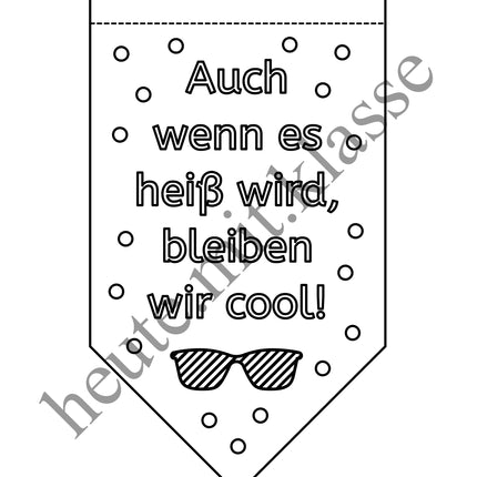 Kooperative Girlande zum Ausmalen: Sommer & Sommerferien (Ausmalbilder)