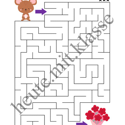 Labyrinth: Valentinstag (Rätsel für 1. & 2. Klasse)