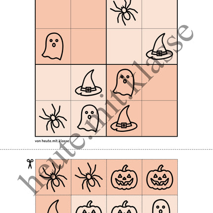 Sudoku 4x4: Halloween (Rätsel für Vorschule & Anfangsunterricht)