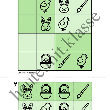 Sudoku: 4x4 Ostern (Rätsel für Vorschule & Anfangsunterricht)