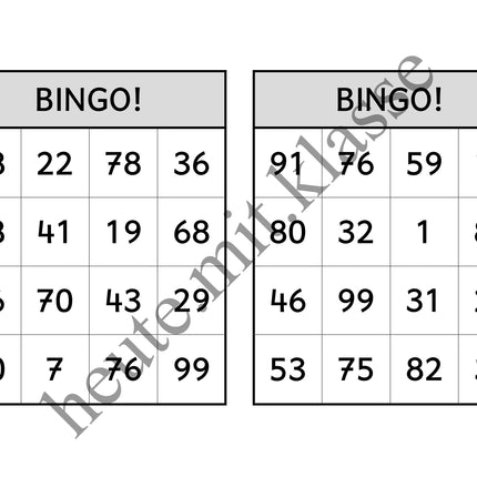 Bingo-Spiel: Rechnen im Zahlenraum bis 100 (Addition & Subtraktion)