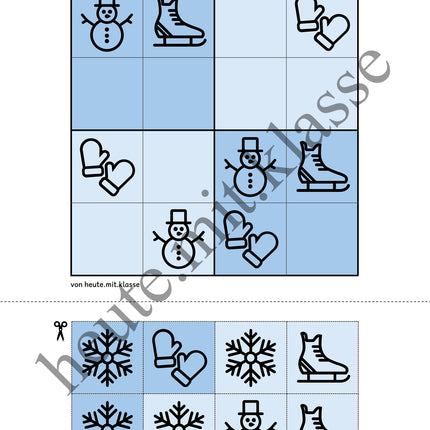 Sudoku 4x4: Winter (Rätsel für Vorschule & Anfangsunterricht)
