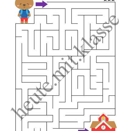 Labyrinth: In der Schule (Rätsel für 1. & 2. Klasse)
