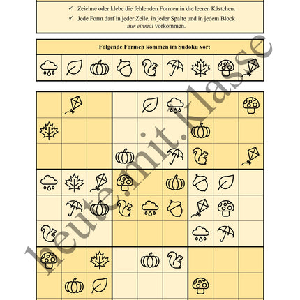 Sudoku 9x9: Herbst - Logisches Denken fördern!