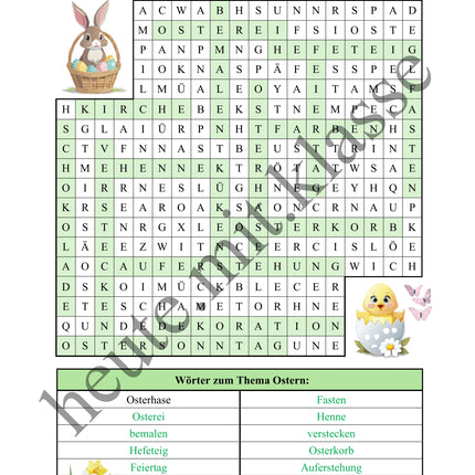 Suchsel: Ostern (Wortgitter)