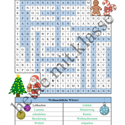 Suchsel: Weihnachten & Advent (Wortgitter)