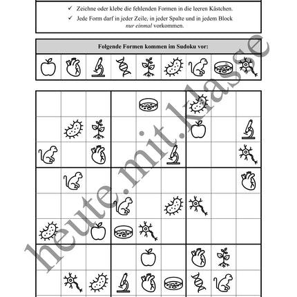 Sudoku 9x9: Biologie - Logisches Denken fördern!