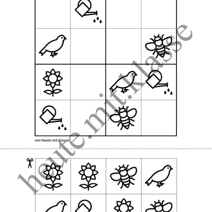 Sudoku 4x4: Frühling (Rätsel für Vorschule & Anfangsunterricht)