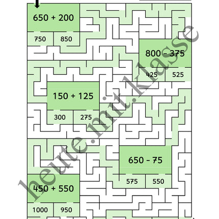 Rechenlabyrinthe: Addition und Subtraktion im Zahlenraum bis 1000