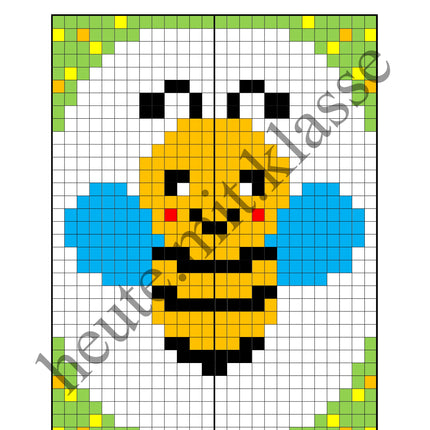 Pixel-Bilder: Frühling (Symmetrie / Pixel-Art)