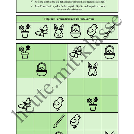 Sudoku 6x6: Ostern - Logisches Denken fördern!