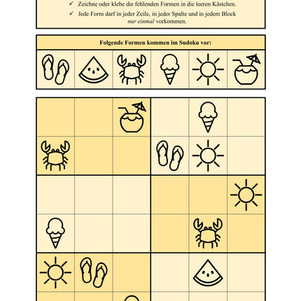 Sudoku 6x6: Sommer & Sommerferien - Logisches Denken fördern!