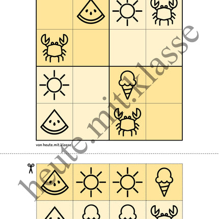 Sudoku 4x4: Sommer (Rätsel für Vorschule & Anfangsunterricht)