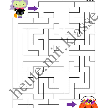 Labyrinth: Halloween (Rätsel für 1. & 2. Klasse)
