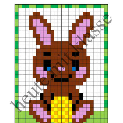 Pixel-Bilder: Ostern (Symmetrie / Pixel-Art)