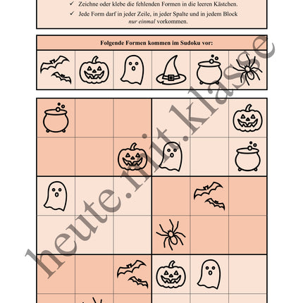 Sudoku 6x6: Halloween - Logisches Denken fördern!