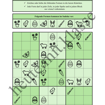 Sudoku 9x9: Ostern - Logisches Denken fördern!