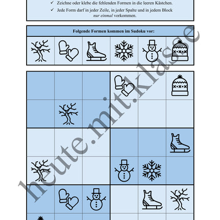 Sudoku 6x6: Winter - Logisches Denken fördern!