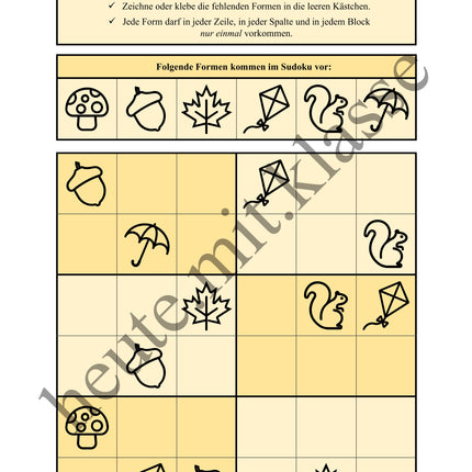 Sudoku 6x6: Herbst - Logisches Denken fördern!