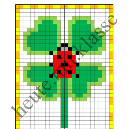 Pixel-Bilder: Neujahr & Silvester (Symmetrie / Pixel-Art)