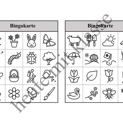 Bingo-Spiel: Frühling & Ostern
