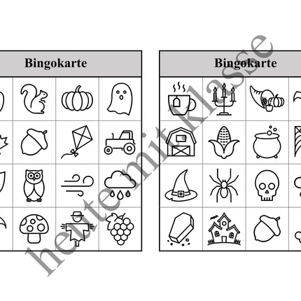 Bingo Spiel: Herbst & Halloween