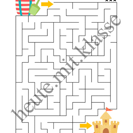 Labyrinth: Sommer & Sommerferien (Rätsel für 1. & 2. Klasse)