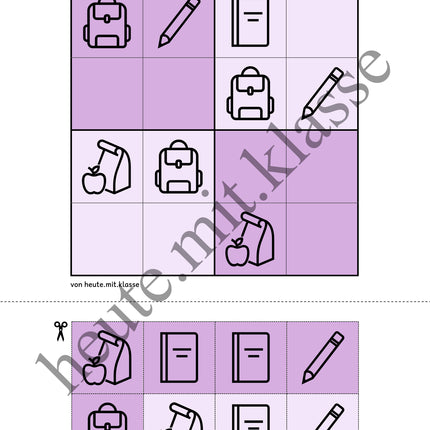 Sudoku 4x4: In der Schule (Rätsel für Vorschule & Anfangsunterricht)