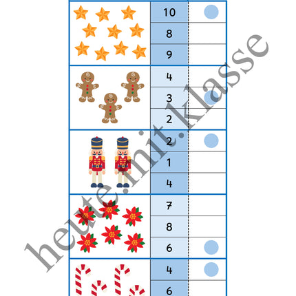 4x Klammerkarten Winter & Weihnachten: Mengen & Zählen im Zahlenraum bis 10