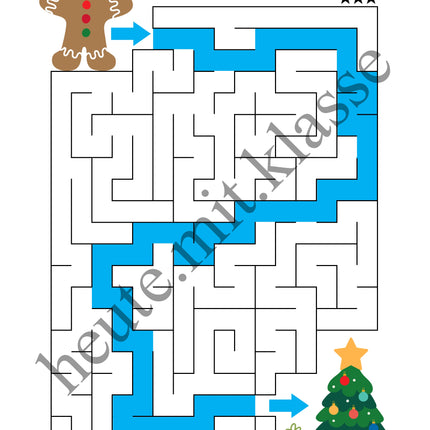 Labyrinth: Weihnachten & Advent (Rätsel für 1. & 2. Klasse)