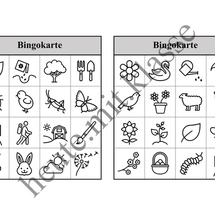 Bingo-Spiel: Frühling & Ostern