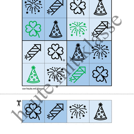 Sudoku 4x4: Neujahr & Silvester (Rätsel für Vorschule & Anfangsunterricht)