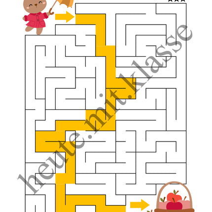 Labyrinth: Im Herbst (Rätsel für 1. & 2. Klasse)