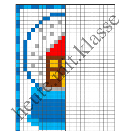 Pixel-Bilder: Winter (Symmetrie / Pixel-Art)