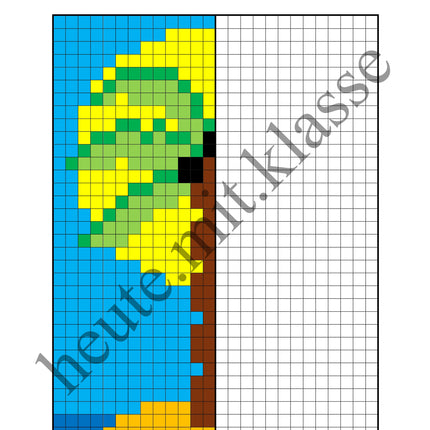 Pixel-Bilder: Sommer & Sommerferien (Symmetrie / Pixel-Art)