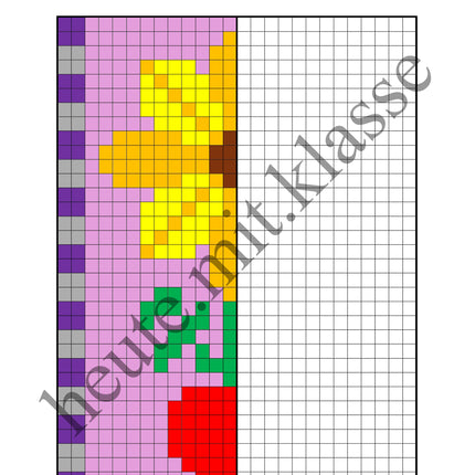 Pixel-Bilder: Frühling (Symmetrie / Pixel-Art)
