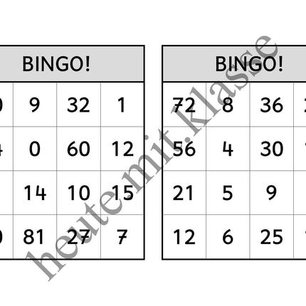 Bingo-Spiel: Das kleine 1x1 üben (Multiplikation & Division)