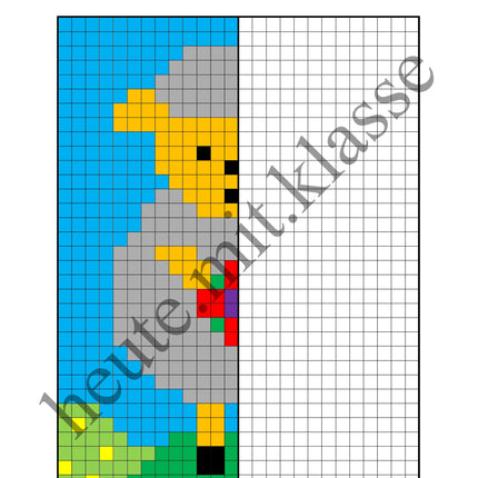 Pixel-Bilder: Ostern (Symmetrie / Pixel-Art)