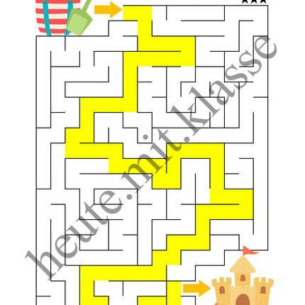 Labyrinth: Sommer & Sommerferien (Rätsel für 1. & 2. Klasse)