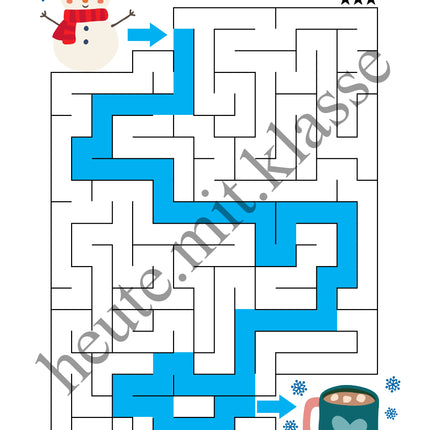 Labyrinth: Im Winter (Rätsel für 1. & 2. Klasse)