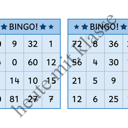 Bingo-Spiel: Das kleine 1x1 üben (Multiplikation & Division)