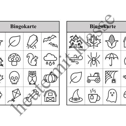 Bingo Spiel: Herbst & Halloween
