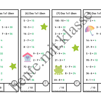 Rechenhäppchen / Tägliche Übung: Im Frühling - Kleines 1x1 (Multiplikation & Division)